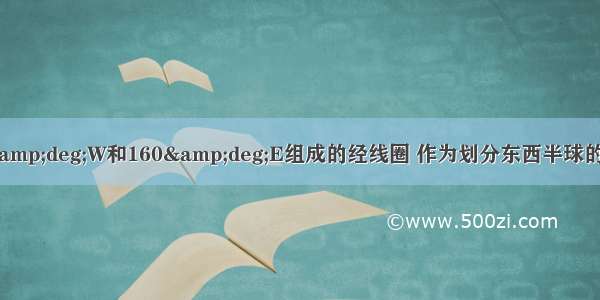 国际上习惯用20&deg;W和160&deg;E组成的经线圈 作为划分东西半球的界线南北半球是以