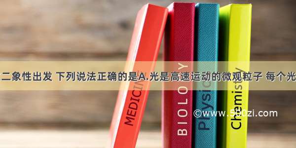 从光的波粒二象性出发 下列说法正确的是A.光是高速运动的微观粒子 每个光子都具有波