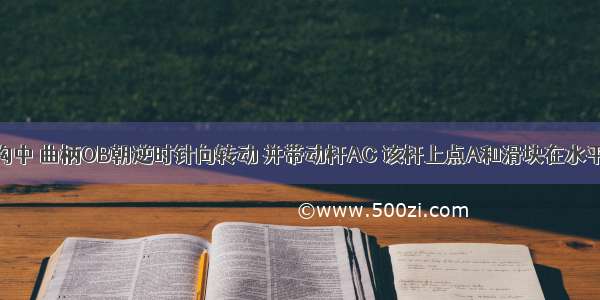 如图所示机构中 曲柄OB朝逆时针向转动 并带动杆AC 该杆上点A和滑块在水平滑槽内运动