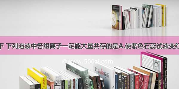 在限定条件下 下列溶液中各组离子一定能大量共存的是A.使紫色石蕊试液变红的溶液：Fe