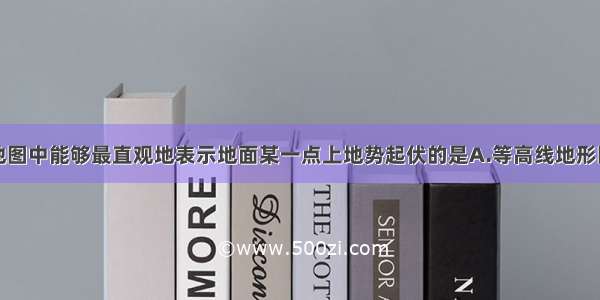 下列各类型地图中能够最直观地表示地面某一点上地势起伏的是A.等高线地形图B.地形剖面