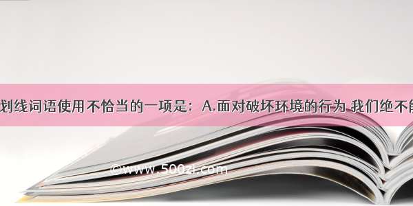 下列各句中划线词语使用不恰当的一项是：A.面对破坏环境的行为 我们绝不能袖手旁观。