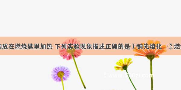 取一小块钠放在燃烧匙里加热 下列实验现象描述正确的是①钠先熔化   ②燃烧放出黄色