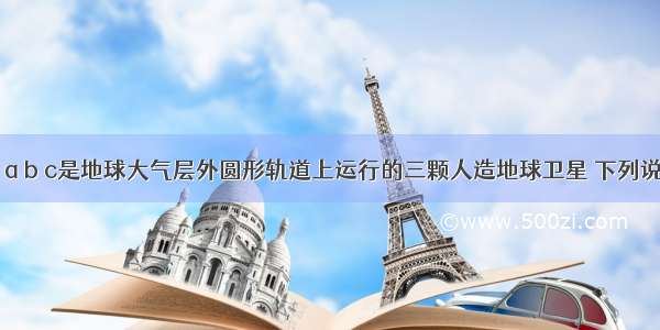 如图所示 a b c是地球大气层外圆形轨道上运行的三颗人造地球卫星 下列说法中正确