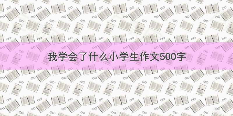 我学会了什么小学生作文500字