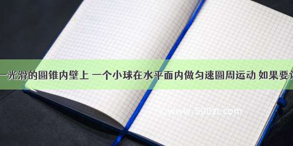 如图所示 一光滑的圆锥内壁上 一个小球在水平面内做匀速圆周运动 如果要让小球的运