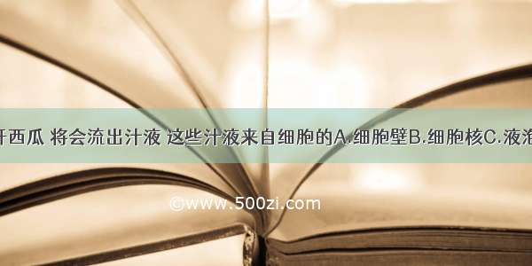 单选题切开西瓜 将会流出汁液 这些汁液来自细胞的A.细胞壁B.细胞核C.液泡D.叶绿体