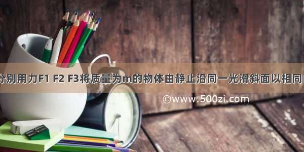 如图所示 分别用力F1 F2 F3将质量为m的物体由静止沿同一光滑斜面以相同的加速度从