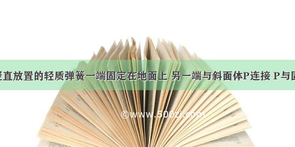 如图所示 竖直放置的轻质弹簧一端固定在地面上 另一端与斜面体P连接 P与固定挡板MN