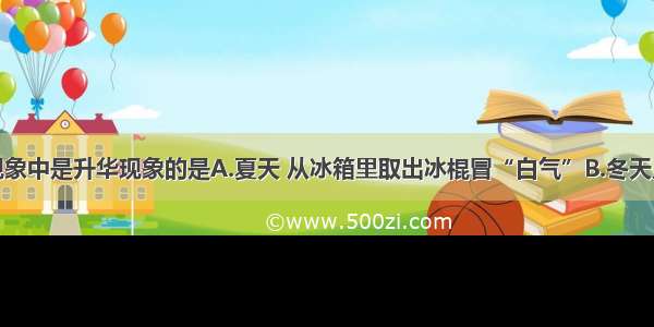 单选题下列现象中是升华现象的是A.夏天 从冰箱里取出冰棍冒“白气”B.冬天人口中呼出的