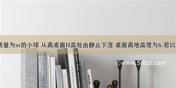 如图所示 质量为m的小球 从离桌面H高处由静止下落 桌面离地高度为h.若以桌面为参考